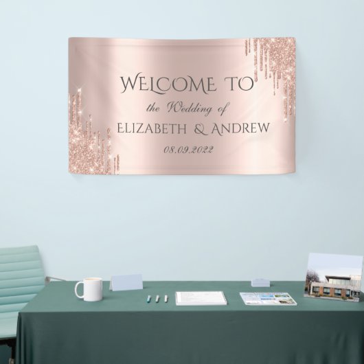 Elegant Roos Gold Glitter-schijven Spandoek (Beurs)