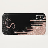 Elegant Roos Gold Glitter-schijven zwart ombre Case-Mate iPhone Case (Achterkant (horizontaal))