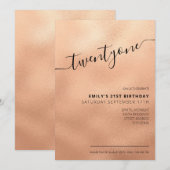 Elegant Roos Gold Glitter Script 21st verjaardag Kaart (Voorkant / Achterkant)