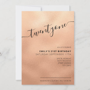 Elegant Roos Gold Glitter Script 21st verjaardag Kaart