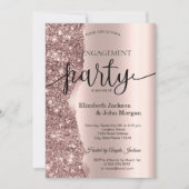 Elegant Roos Gold Glitter Script Verloving Kaart (Voorkant)