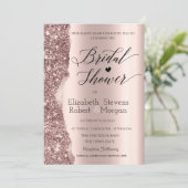 Elegant Roos Gold Glitter Script Vrijgezellenfeest Kaart (Staand voorkant)