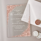 Elegant Roos Gold Glitter Script Weddenschap Acryl Uitnodigingen