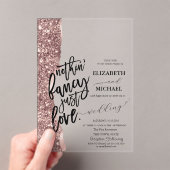 Elegant Roos Gold Glitter Script Weddenschap Acryl Uitnodigingen (Insitu (Draagbaar))