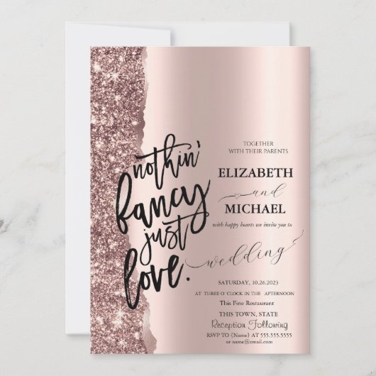 Elegant Roos Gold Glitter Script Weddenschap Kaart (Voorkant)