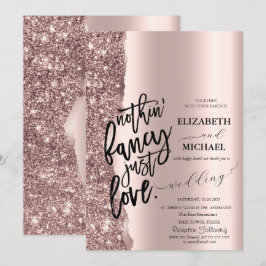 Elegant Roos Gold Glitter Script Weddenschap Kaart