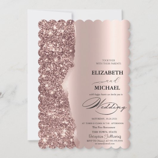 Elegant Roos Gold Glitter Script Weddenschap Kaart (Voorkant)