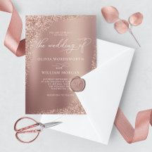 Elegant Roos Gold Glitter Script Weddenschap