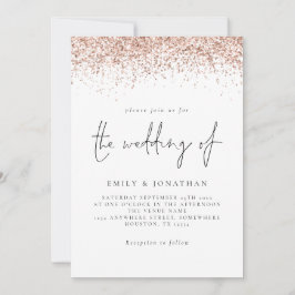 Elegant Roos Gold Glitter Script Weddenschap Kaart