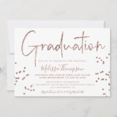 Elegant roos gold glitter script white afstuderen kaart (Voorkant)
