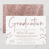 Elegant roos gold glitter script white afstuderen kaart (Voorkant / Achterkant)