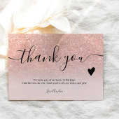 Elegant roos gold glitter script, zoet 16 bedankkaart
