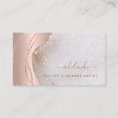 Elegant Roos Gold Glitter Signature Script Agate Visitekaartje (Voorkant)