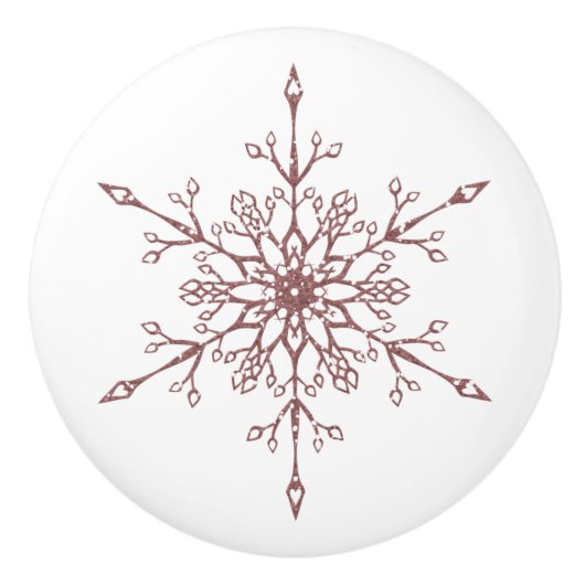 Elegant Roos Gold Glitter Snowflake Kerstmis Keramische Knop (Voorkant)