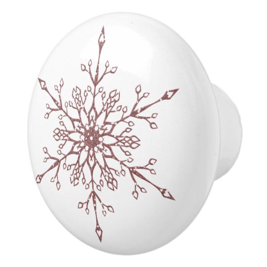 Elegant Roos Gold Glitter Snowflake Kerstmis Keramische Knop (Rechts)