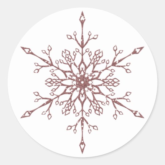 Elegant Roos Gold Glitter Snowflake Kerstmis Ronde Sticker (Voorkant)