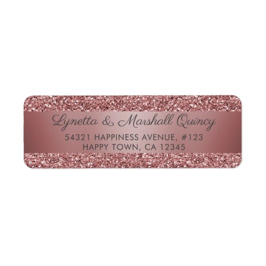 Elegant Roos Gold Glitter Sparkle Label (Voorkant)