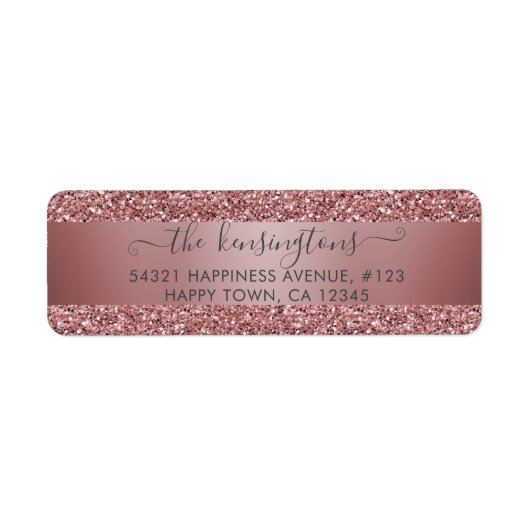 Elegant Roos Gold Glitter Sparkle Label (Voorkant)