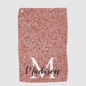 Elegant Roos Gold Glitter Sparkle Monogram Womens Golfhanddoek (Voorkant)