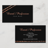 Elegant Roos Gold Glitter Sparkle Stars Black Visitekaartje (Voorkant / Achterkant)