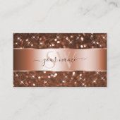 Elegant Roos Gold Glitter Sparkle Stars Initialen Visitekaartje (Voorkant)