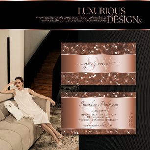 Elegant Roos Gold Glitter Sparkle Stars Initialen Visitekaartje