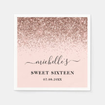 Elegant Roos Gold Glitter Sparkles Name Sweet 16