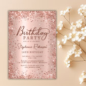 Elegant Roos Gold Glitter Sweet 16 Birthday Kaart