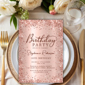 Elegant Roos Gold Glitter Sweet 16 Birthday Kaart