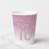 Elegant Roos Gold Glitter Sweet 16 Birthday Papieren Bekers (Achterkant)