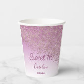 Elegant Roos Gold Glitter Sweet 16 Birthday Papieren Bekers (Voorkant)