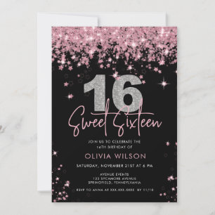 Elegant Roos Gold Glitter Sweet Sixteen Birthday Kaart