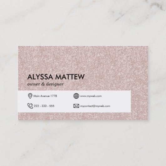 Elegant Roos Gold Glitter Trendy Personalized Visitekaartje (Achterkant)