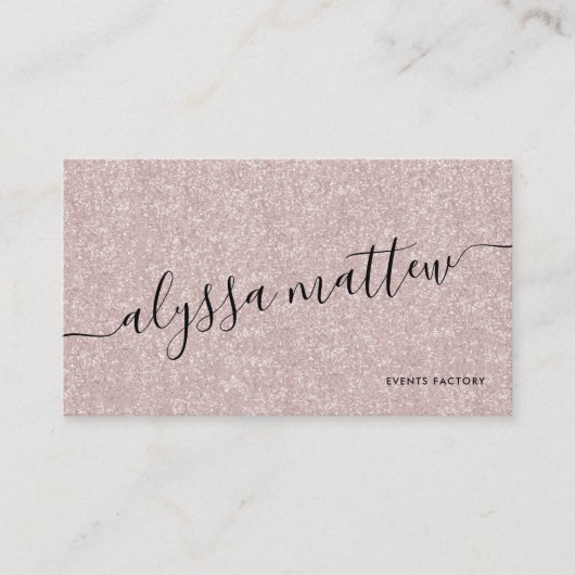 Elegant Roos Gold Glitter Trendy Personalized Visitekaartje (Voorkant)