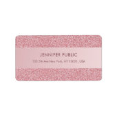 Elegant Roos Gold Glitter Trendy Sjabloon Adres Etiket (Voorkant)