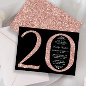 Elegant Roos Gold Glitter Typografie 20e verjaarda Kaart