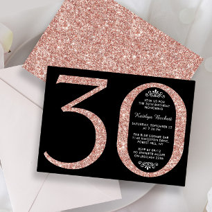 Elegant Roos Gold Glitter Typografie 30e verjaarda Kaart