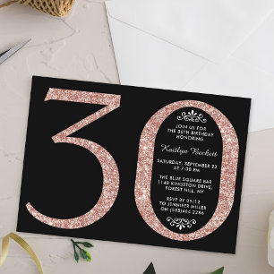 Elegant Roos Gold Glitter Typografie 30e verjaarda Kaart