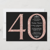 Elegant Roos Gold Glitter Typografie 40e verjaarda Kaart (Voorkant)