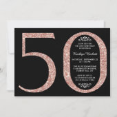 Elegant Roos Gold Glitter Typografie 50e verjaarda Kaart (Voorkant)