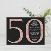 Elegant Roos Gold Glitter Typografie 50e verjaarda Kaart (Staand voorkant)