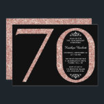 Elegant Roos Gold Glitter Typografie 70th Birthday Kaart<br><div class="desc">Geniet in stijl met deze trendy en elegante roos goudglitter 70th Birthday uitnodigingen. Het ontwerp is gemakkelijk te personaliseren en uw gasten zullen enthousiast zijn wanneer zij deze stijlvolle uitnodigingen ontvangen.</div>