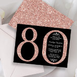 Elegant Roos Gold Glitter Typografie 80th Birthday Kaart<br><div class="desc">Geniet in stijl met deze trendy en elegante roos goudglitter 80th Birthday uitnodigingen. Het ontwerp is gemakkelijk te personaliseren en uw gasten zullen enthousiast zijn wanneer zij deze stijlvolle uitnodigingen ontvangen.</div>