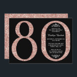 Elegant Roos Gold Glitter Typografie 80th Birthday Kaart<br><div class="desc">Geniet in stijl met deze trendy en elegante roos goudglitter 80th Birthday uitnodigingen. Het ontwerp is gemakkelijk te personaliseren en uw gasten zullen enthousiast zijn wanneer zij deze stijlvolle uitnodigingen ontvangen.</div>