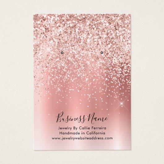 Elegant Roos Gold Glitter Verdien Display Card Visitekaartje (Voorkant)