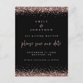 Elegant Roos Gold Glitter Weddenschap Black Opslag Aankondigingskaart