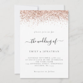 Elegant Roos Gold Glitter Weddenschap White Kaart