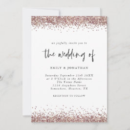 Elegant Roos Gold Glitter Weddenschap White Kaart