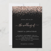 Elegant Roos Gold Glitter Wedding Black Kaart (Voorkant)