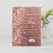 Elegant Roos Gold Glitter Wedding Kaart (Staand voorkant)